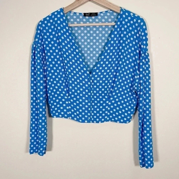 🌟✨2 for $30✨🌟 ZARA  | POLKA DOT BLUE CROP TOP - Picture 5 of 16